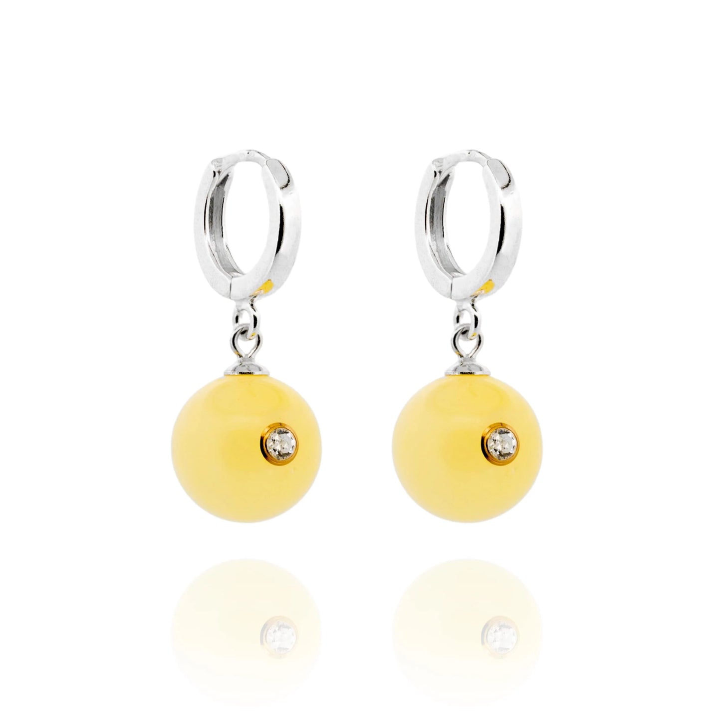 銀耳環配琥珀佮鋯石